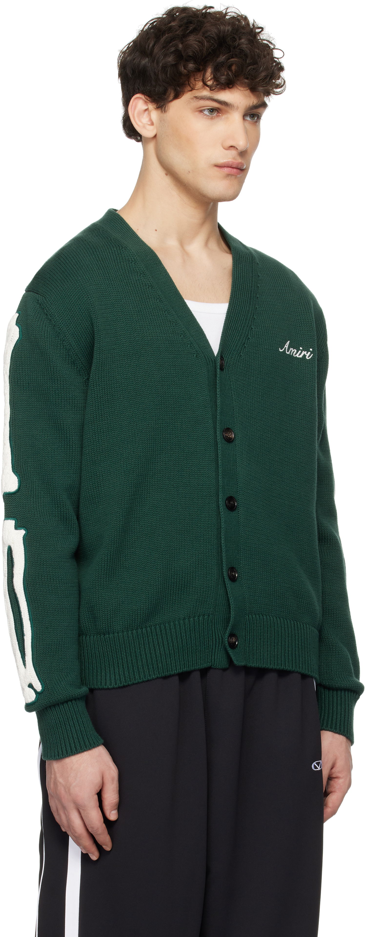 Sweater AMIRI Amiri Bones Cardigan Grön | AMKNCD1042, 1