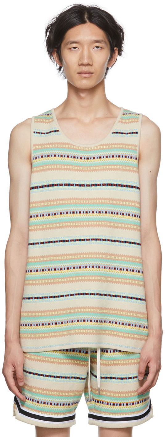 Linne John Elliott Striped Knit Tank Top Beige | A019P67980A