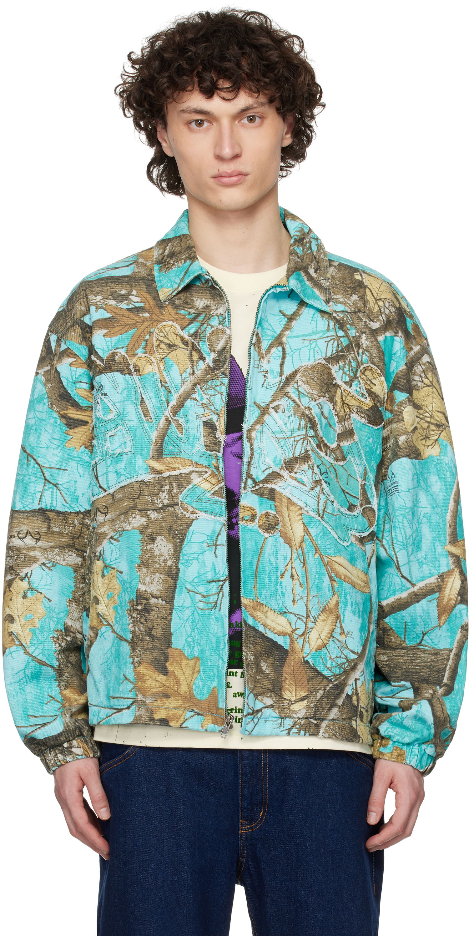 Vindjacka Awake NY Awake NY Frayed Script Coach Jacket Turkos | AWK-SP25-OT004, 0