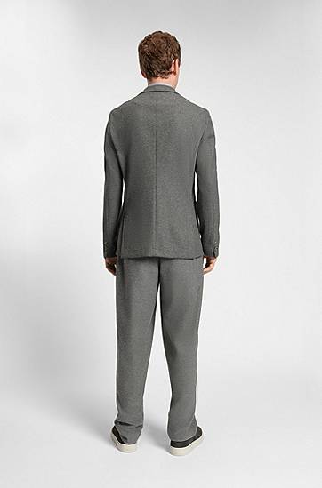 Jacka BOSS Slim-fit brushed stretch flannel blazer Grå | 50551528, 1