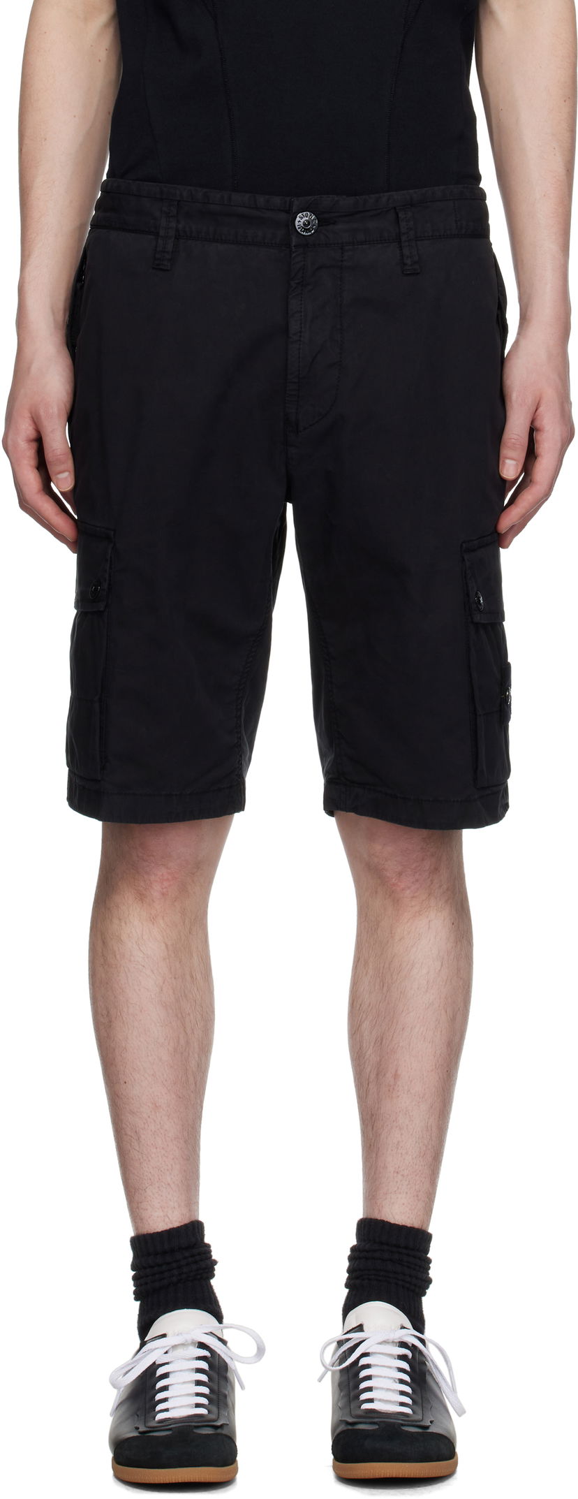 Shorts Stone Island Stone Island Supima Cotton Twill Stretch-TC Cargo Shorts Svart | K1S15L100011S0010