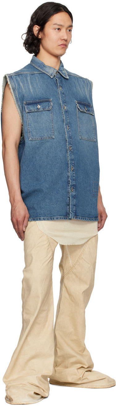 Skjorta Rick Owens Rick Owens DRKSHDW Hollywood Jumbo Denim Sleeveless Overshirt Blå | DU01E3764 DWB, 3