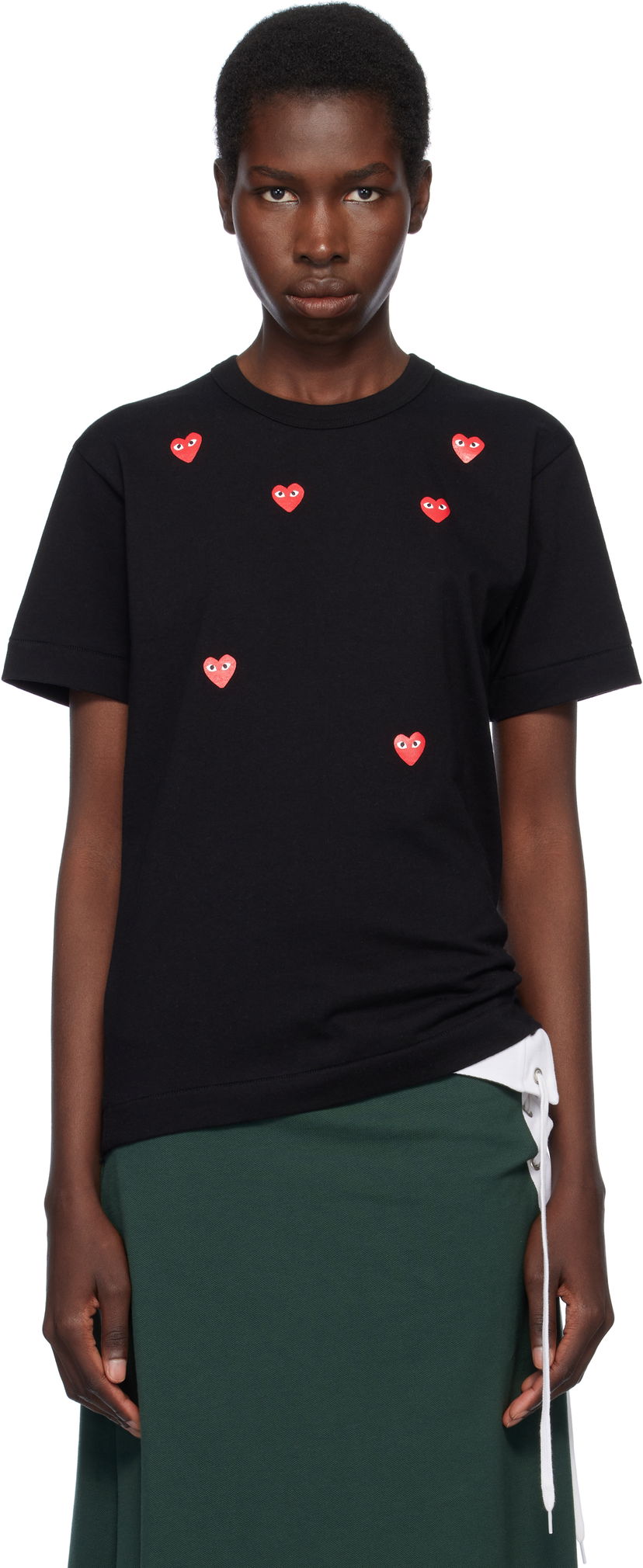 T-shirt Comme des Garçons COMME des GARÇONS PLAY Multiple Heart Logo T-Shirt Svart | AX-T338-051