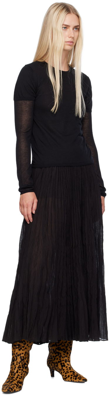 T-shirt TOTEME TOTEME Layered Long Sleeve T-Shirt Svart | 243-WRT0348-YA0079, 3