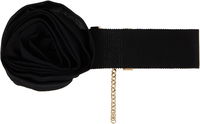 Blumarine Grosgrain Rose Choker with Gold Chain