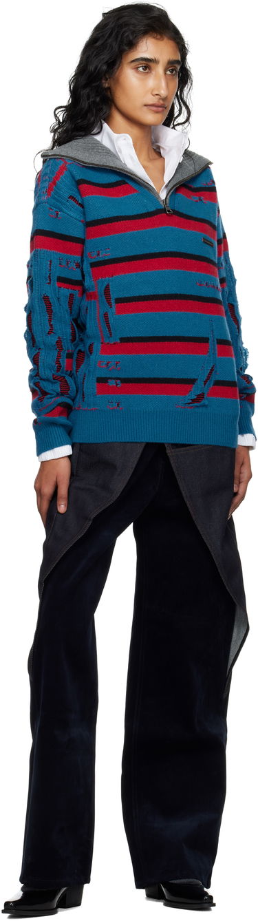 Sweater Andersson Bell Andersson Bell Stripe Jacquard Half Zip-Up Sweater Blå | atb1331m, 3