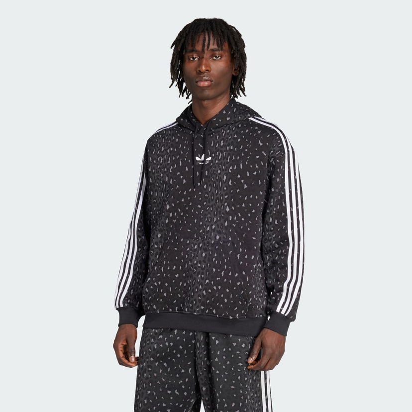 Sweatshirt adidas Performance Leopard Print Loose Fit Hoodie Svart | JV7561