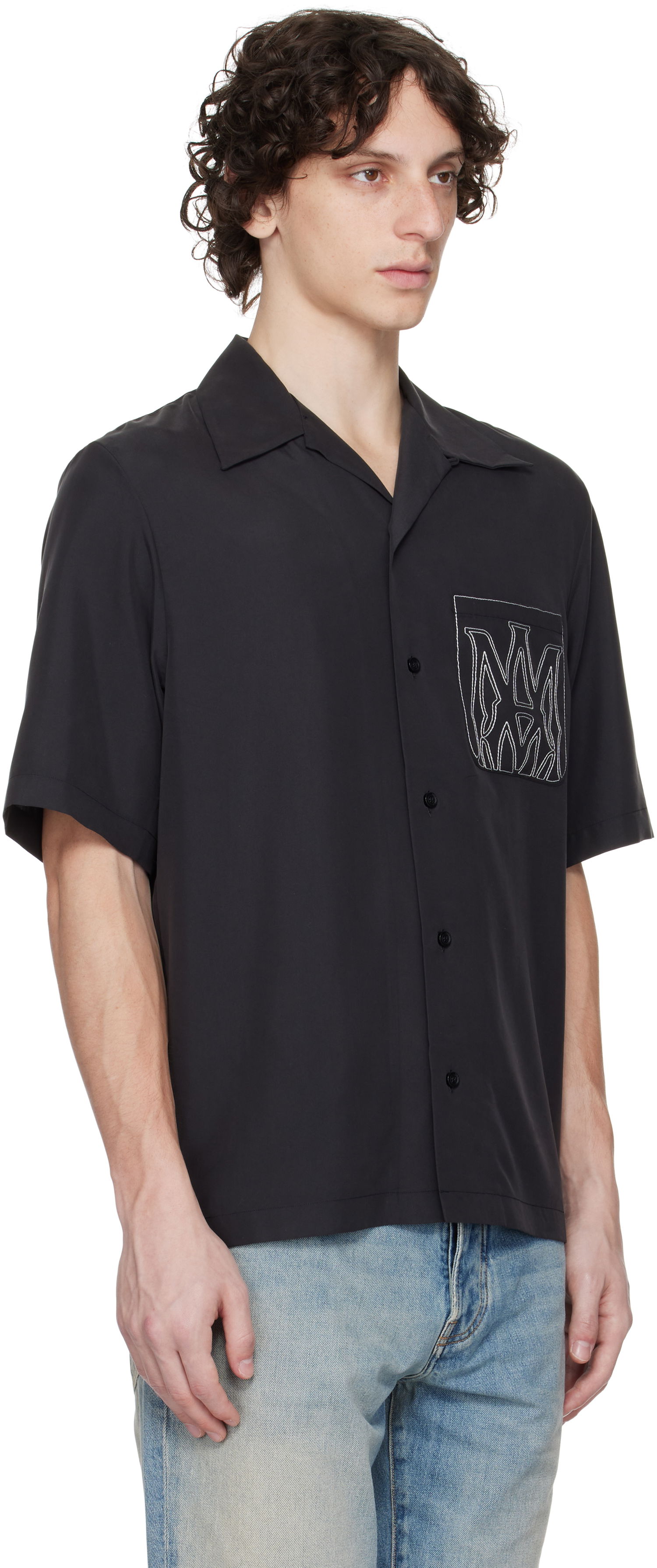 Skjorta AMIRI AMIRI MA Outline Bowling Shirt Svart | AMSTCA1151, 1