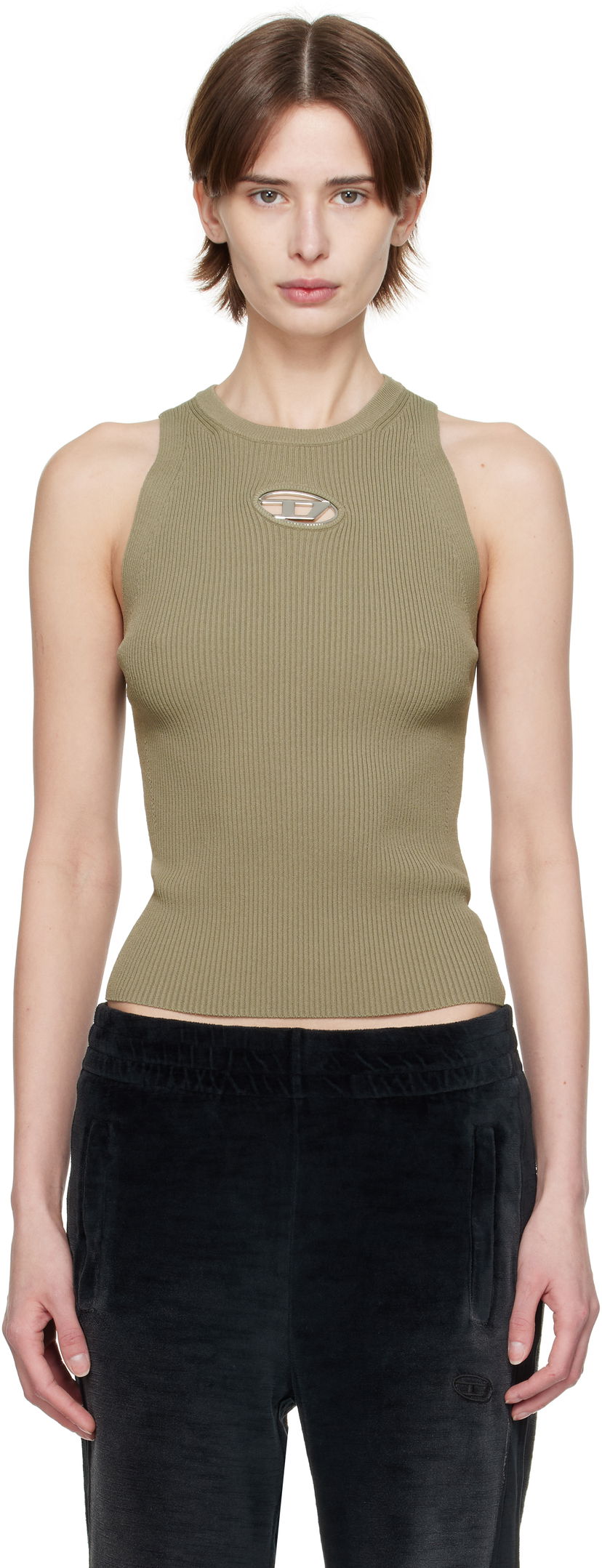 Linne Diesel Diesel M-Caddix Ribbed Tank Top Grön | A17450 0DLAX