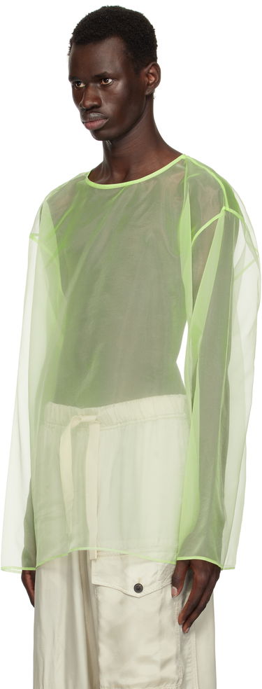Jacka Dries Van Noten Dries Van Noten Sheer Crew Neck Overshirt Grön | 251-020740-1501, 3