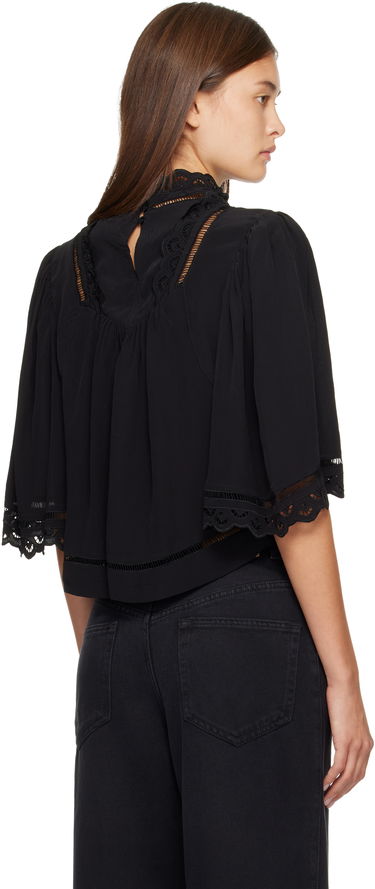 Skjorta ISABEL MARANT Frany high-neck lace cut-out blouse Svart | HT0662FA-C3J11I, 2