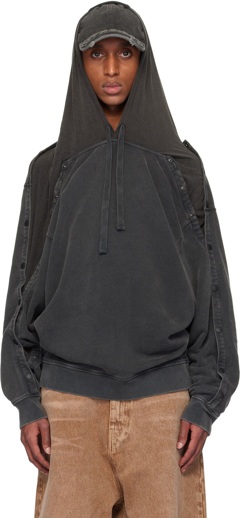 Sweatshirt Y/PROJECT Snap Insert Hoodie Svart | 204SH005