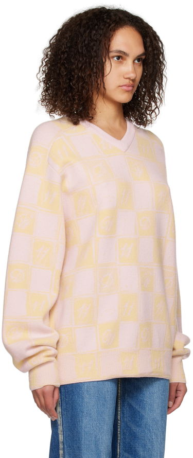 Sweater We11done We11done Checkerboard V-Neck Sweater Rosa | WD-KT3-22-639-U-YE, 1