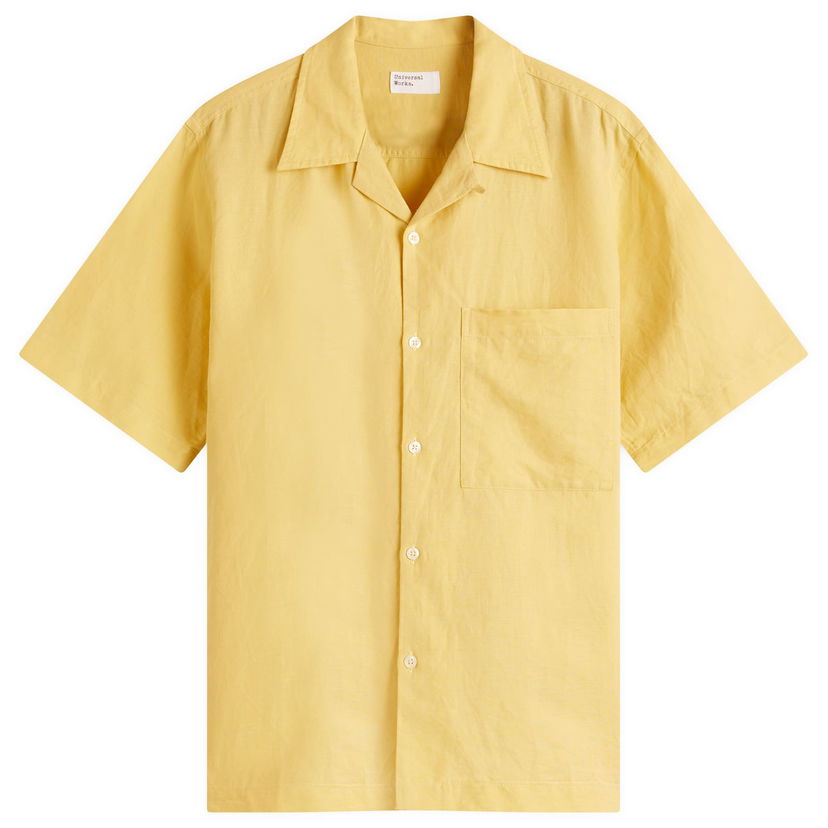 Skjorta Universal Works Universal Works Linen Cotton Camp Shirt, Size Large Gul | P32032-LEM
