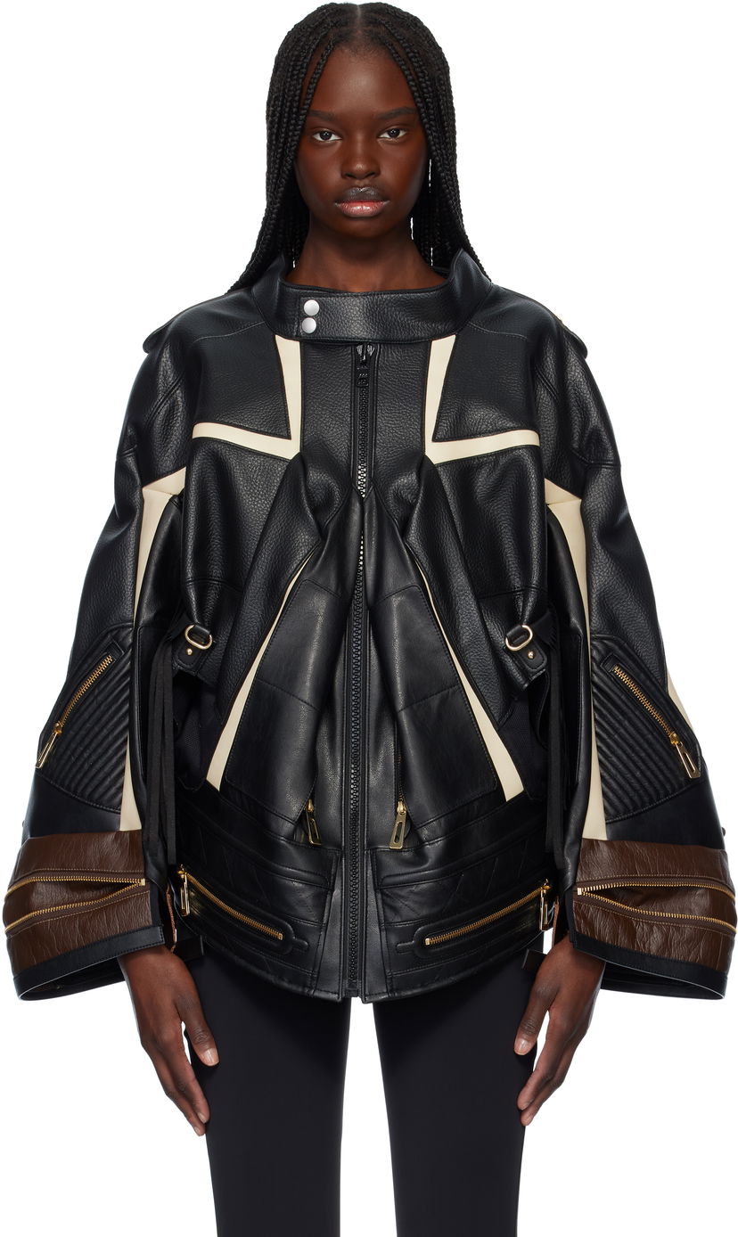 Jacka Junya Watanabe Junya Watanabe Komine Protector Faux-Leather Jacket Svart | JO-J003-051-1