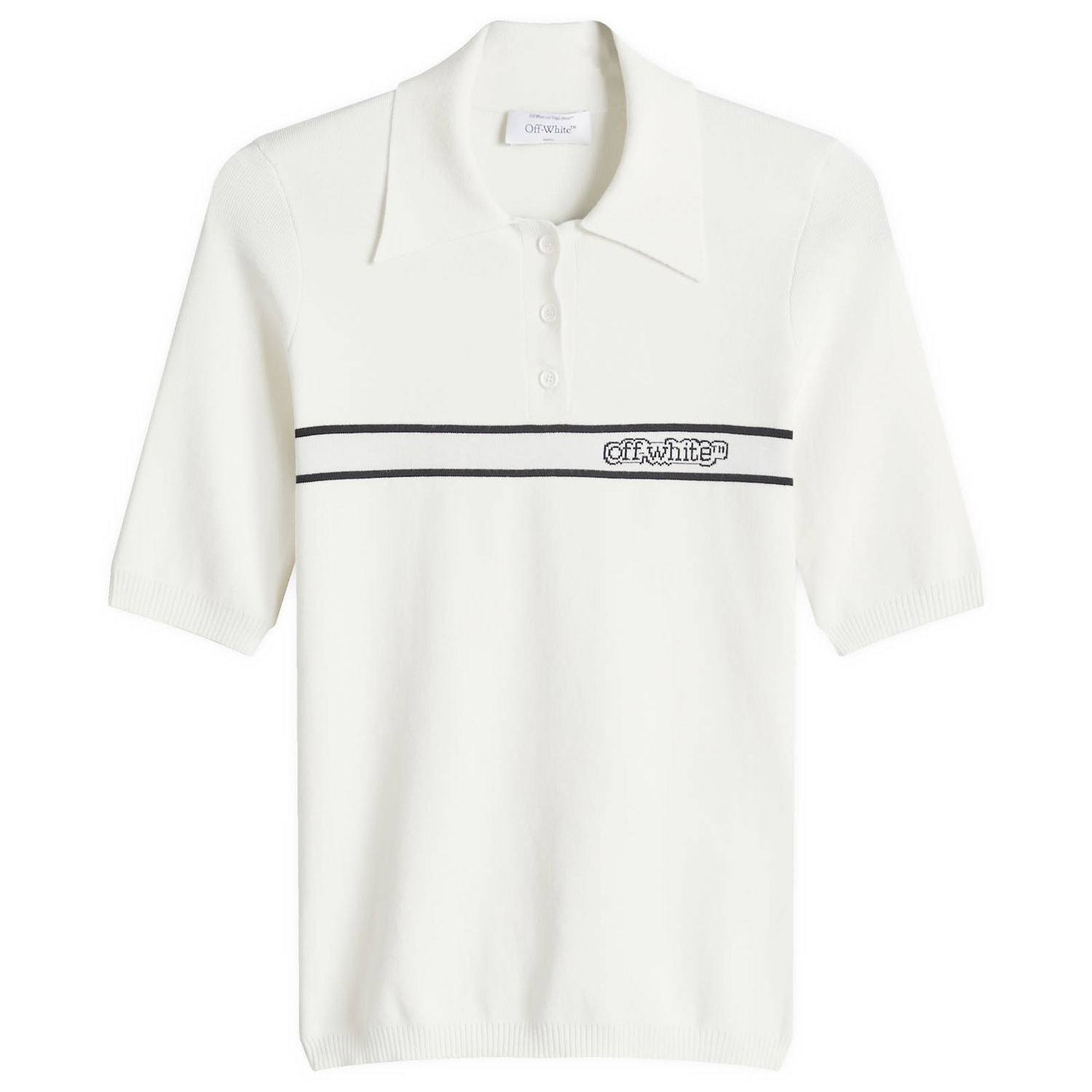 Polotröja Off-White Women's Short Sleeve Polo Top with Logo Stripe by Off-White Vit | OWHV005S25KNI0010A10, 1
