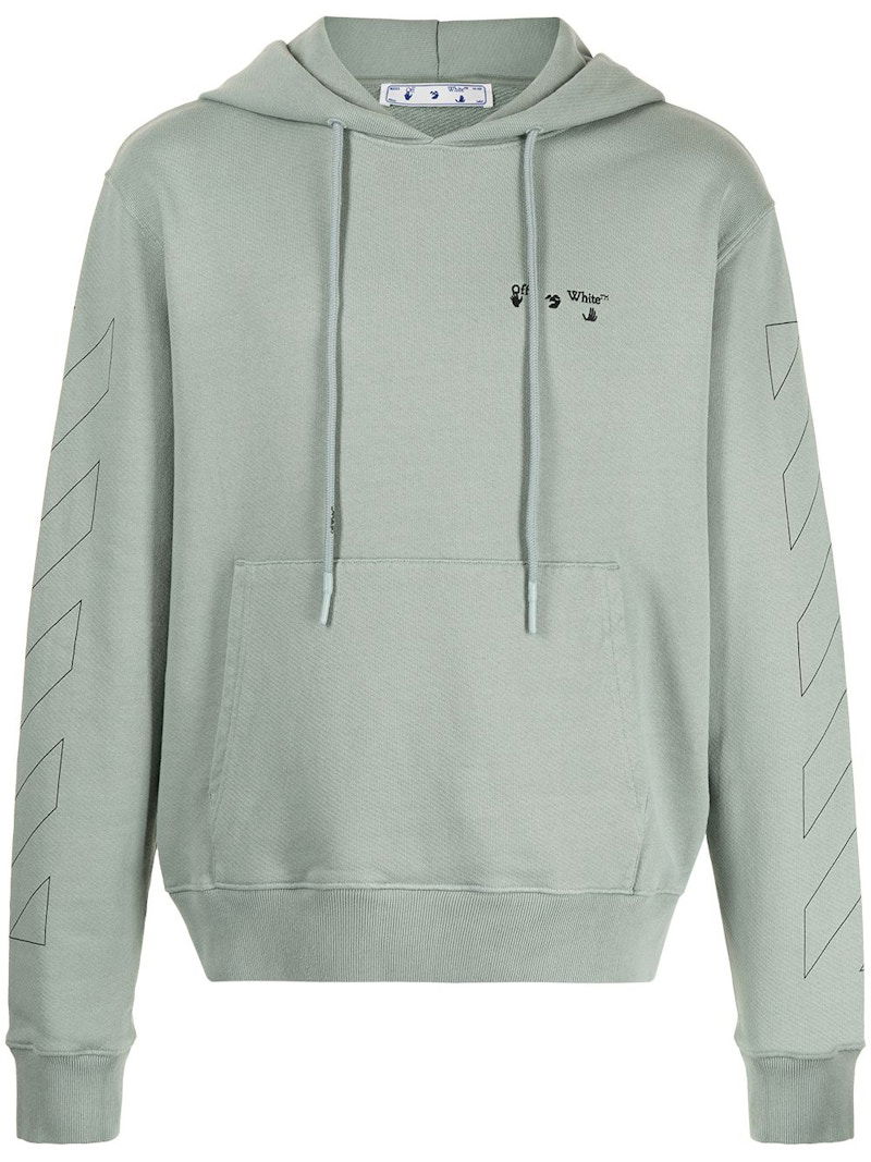 Sweatshirt Off-White Diag Hoodie Grön | OMBB034R21FLE0025010