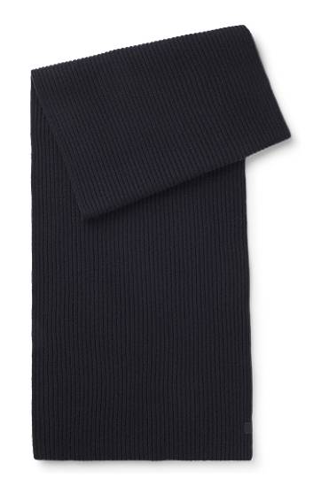 Halsduk BOSS BECKHAM x BOSS ribbed knit virgin wool and cashmere scarf Svart | 50552883