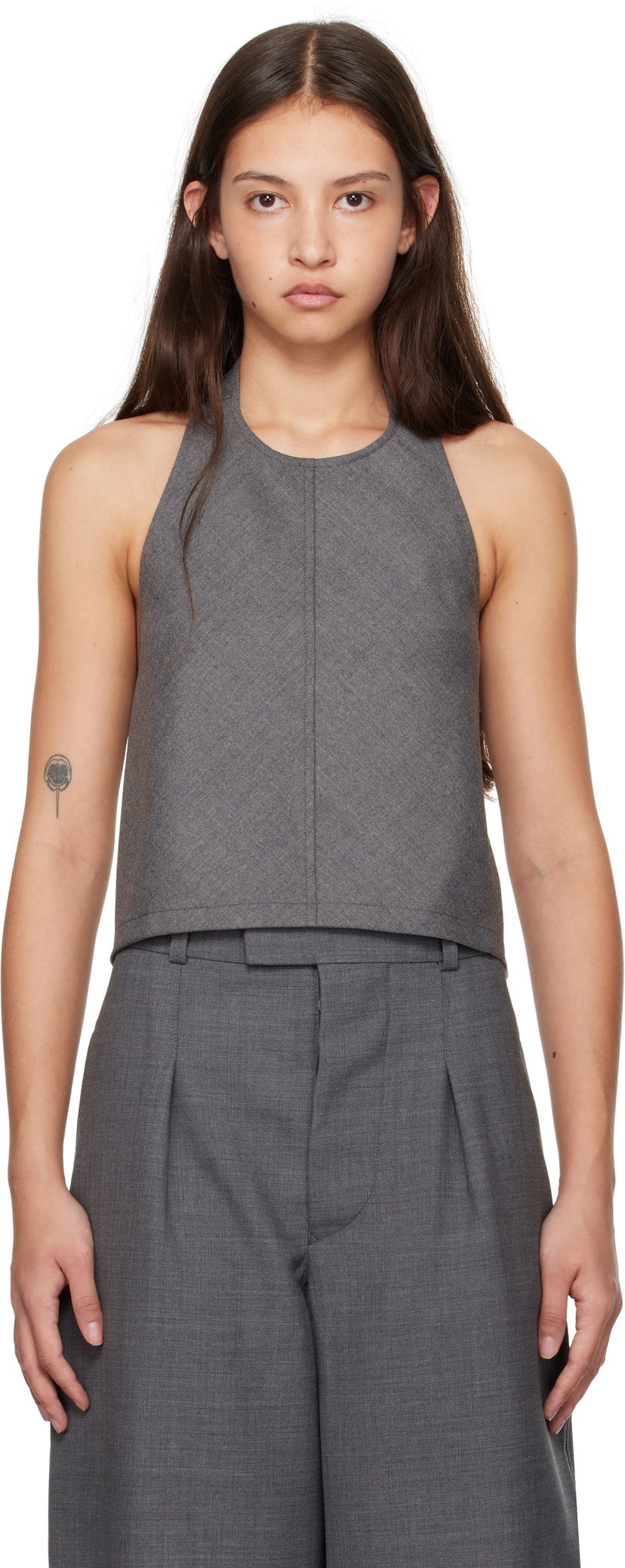 Linne WARDROBE.NYC WARDROBE.NYC Halter Neck Sleeveless Top Grå | W1058F24FL