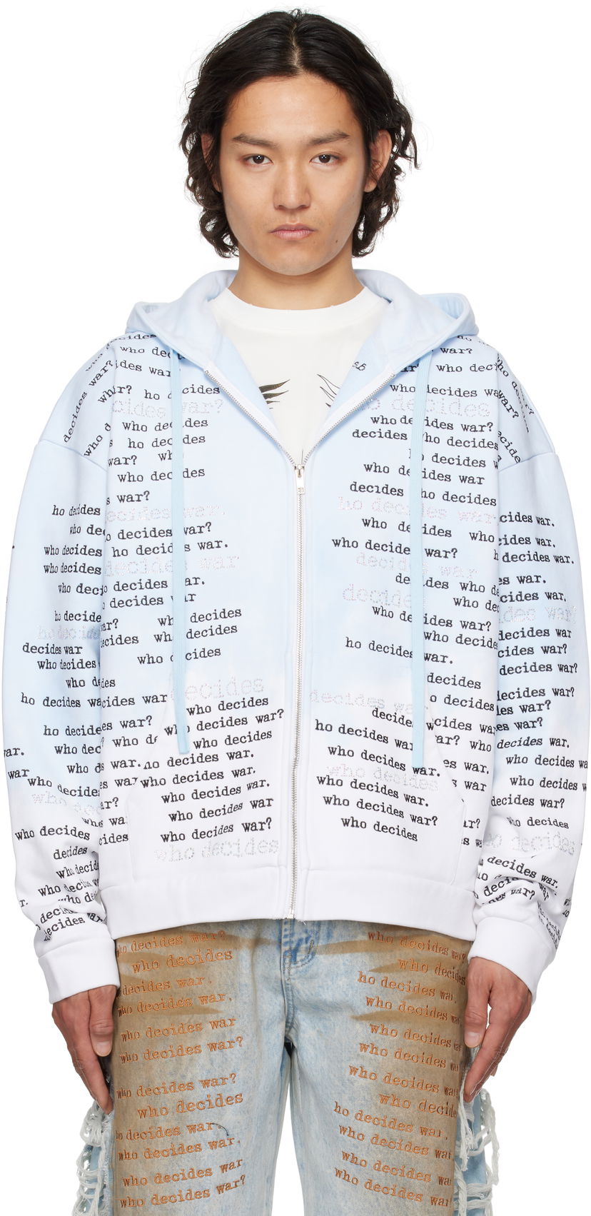 Sweatshirt Who Decides War Who Decides War WDW Scripture Zip-Up Hoodie Blå | 1110570008SS25
