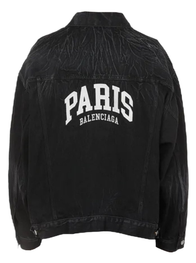 Sweatshirt Balenciaga Cities Paris Large Fit Denim Jacket Svart | 690198TBP470903