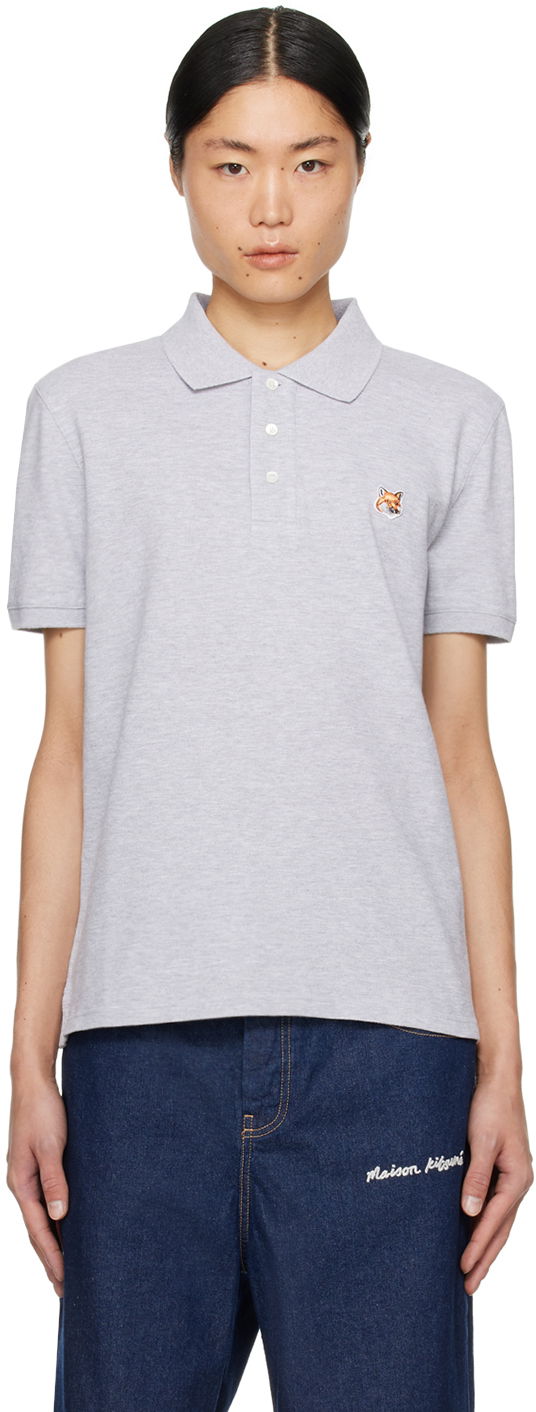 Polotröja MAISON KITSUNÉ Fox Head Polo Grå | LM00208KJ7002H120