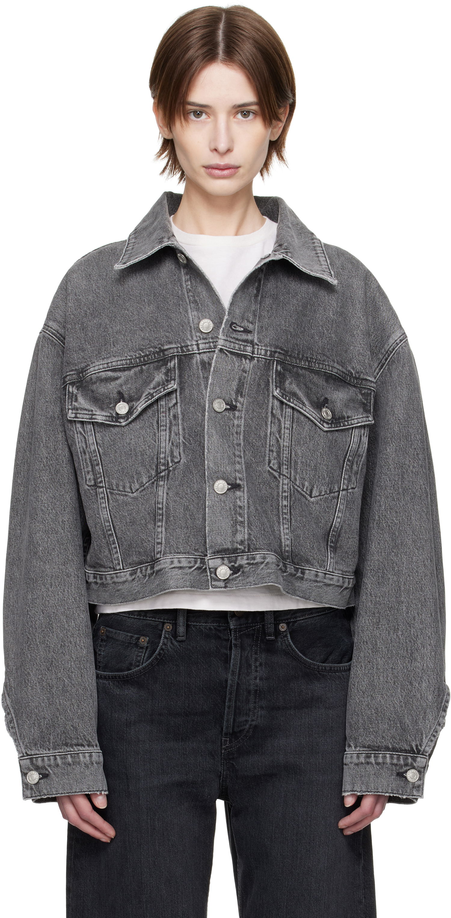 Jacka AGOLDE AGOLDE Palmer Cropped Denim Jacket Grå | A5047-1346, 0