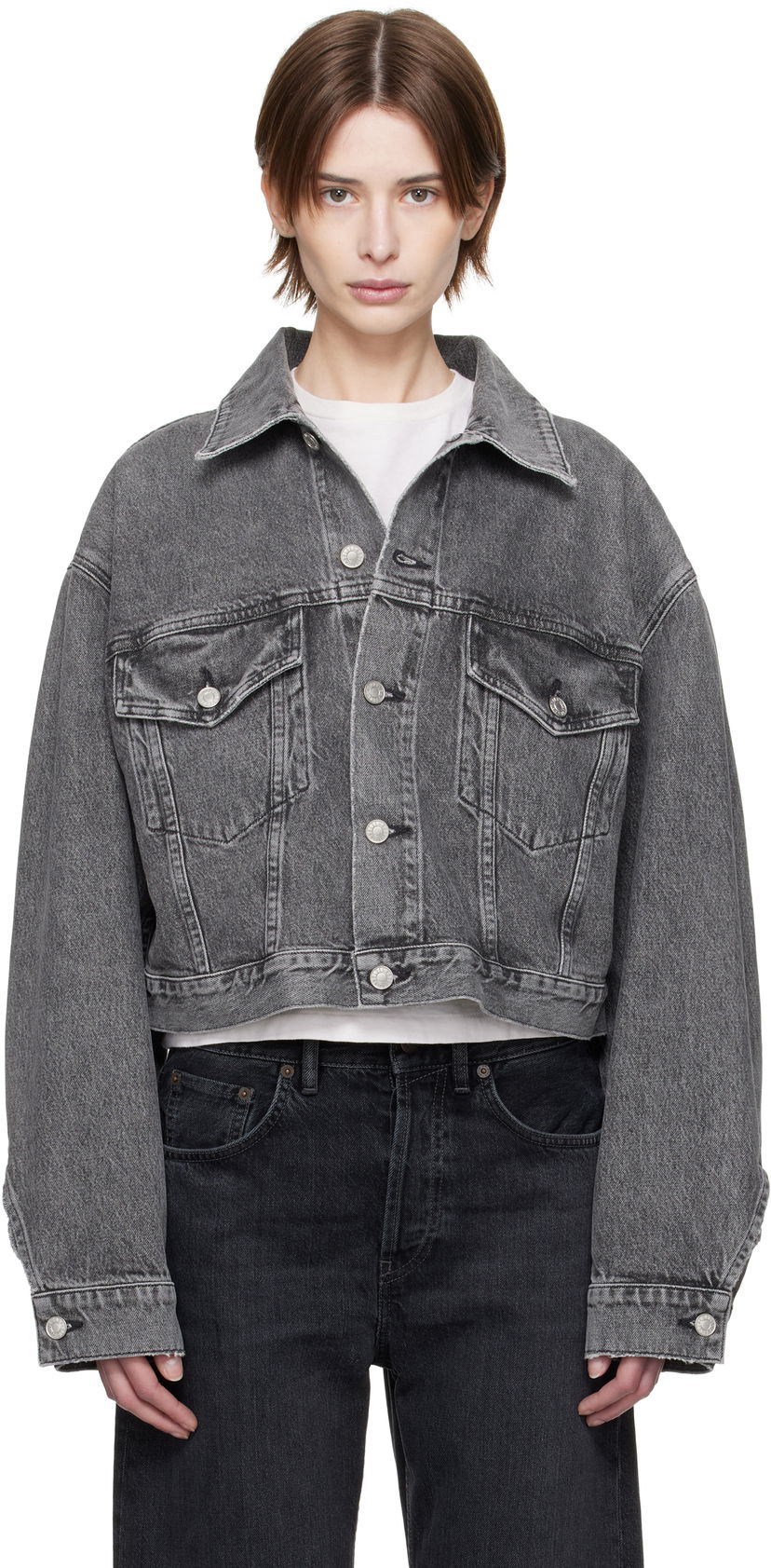 Jacka AGOLDE AGOLDE Palmer Cropped Denim Jacket Grå | A5047-1346