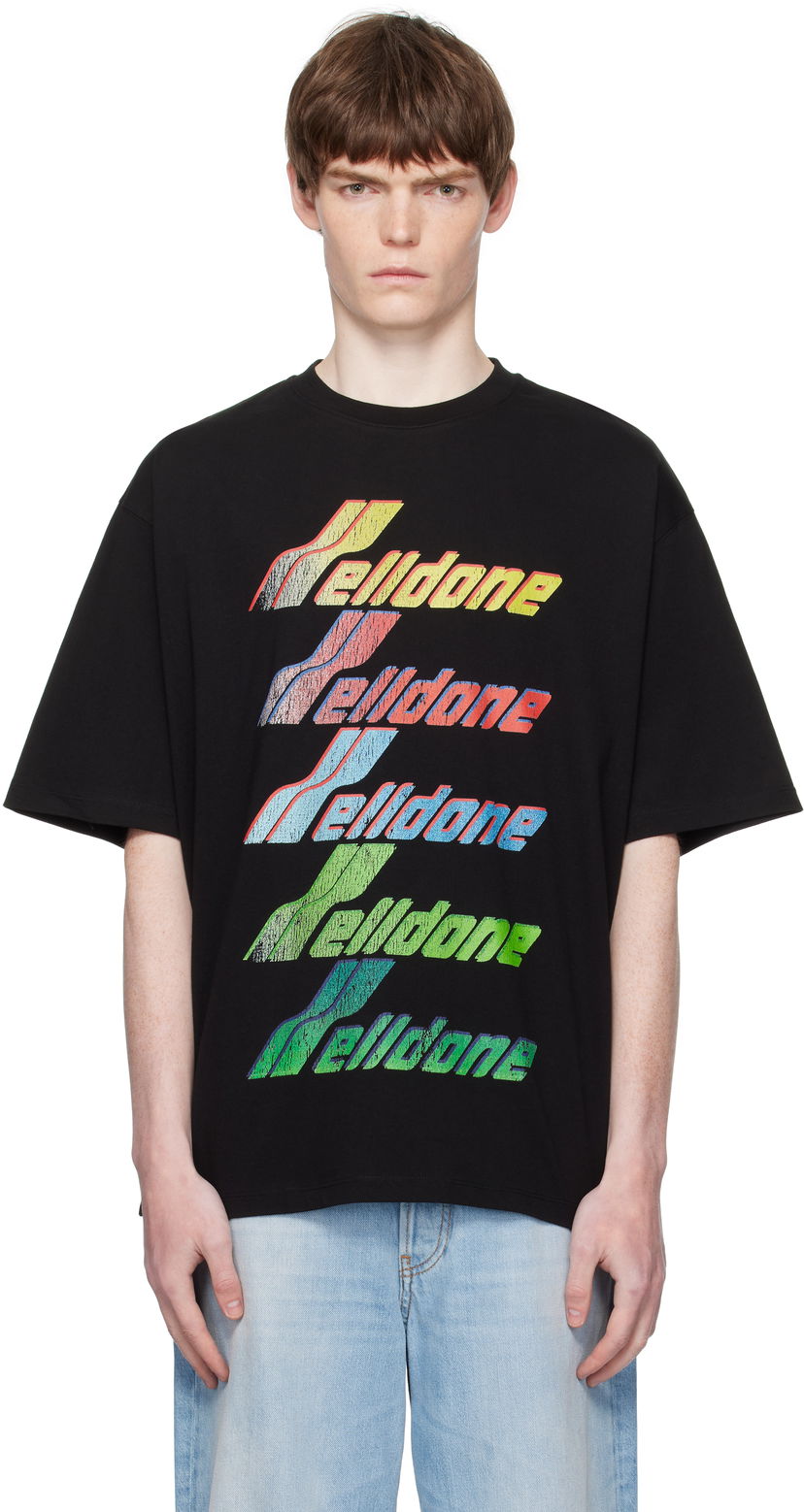 T-shirt We11done We11done Multi Rainbow Logo T-Shirt Svart | WD-TT2-25-755-U-BK