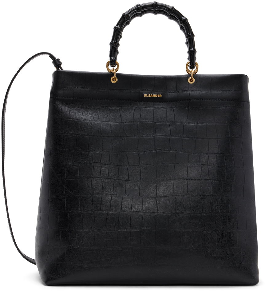 Tygpåse Jil Sander Medium Leather Tote Bag Svart | J07WC0020_P5383, 0