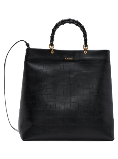 Tygpåse Jil Sander Medium Leather Tote Bag Svart | J07WC0020_P5383