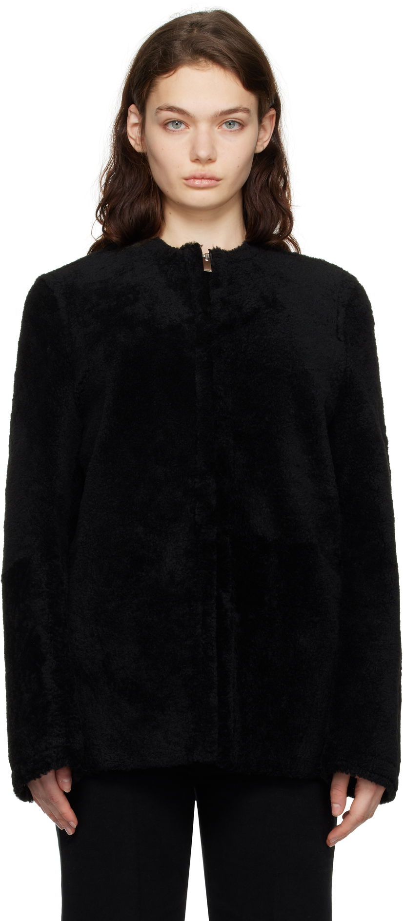 Jacka TOTEME TOTEME Zipped Teddy Shearling Jacket Svart | 251-WRO0184-LE0048