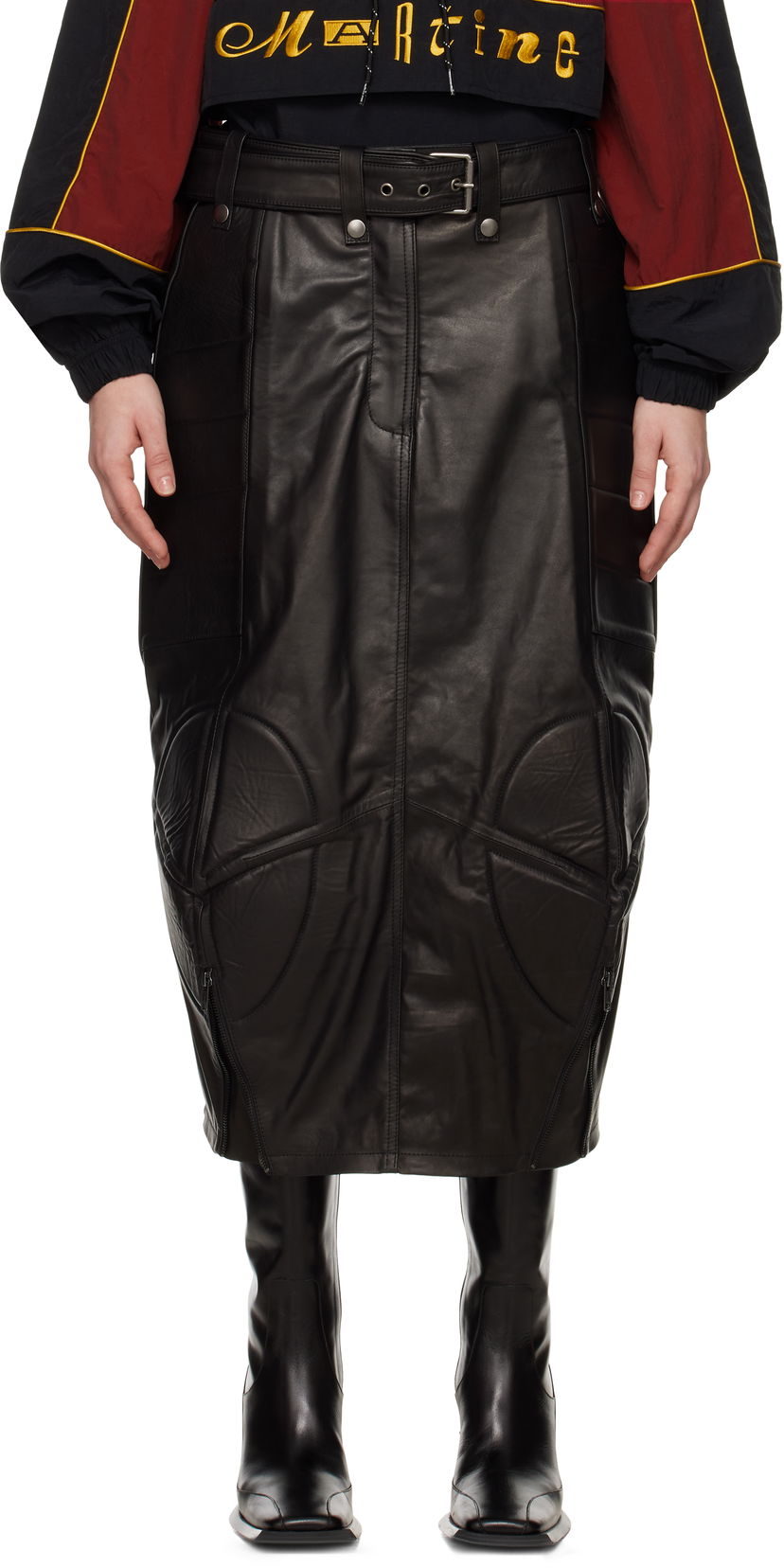Kjol Martine Rose Martine Rose Biker Leather Midi Skirt Svart | 548LP15001