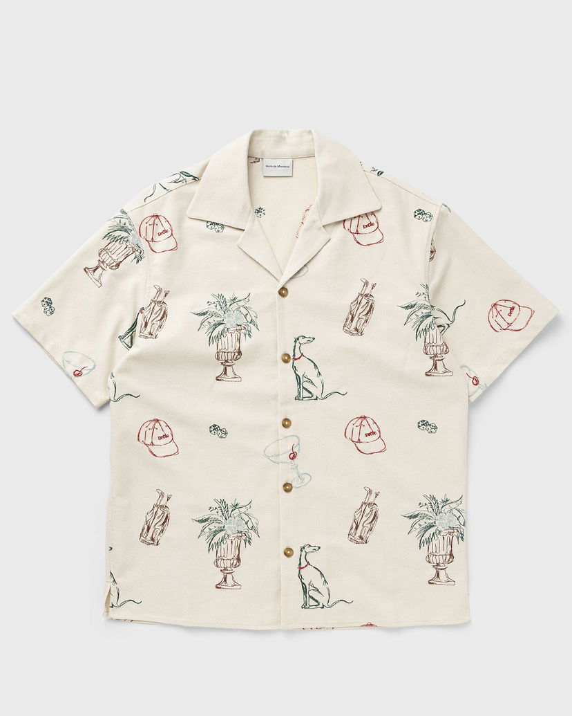 Skjorta Drôle de Monsieur Drôle de Monsieur Country Club Embroidered Shirt XL Beige | G-SH214-CO198-EC