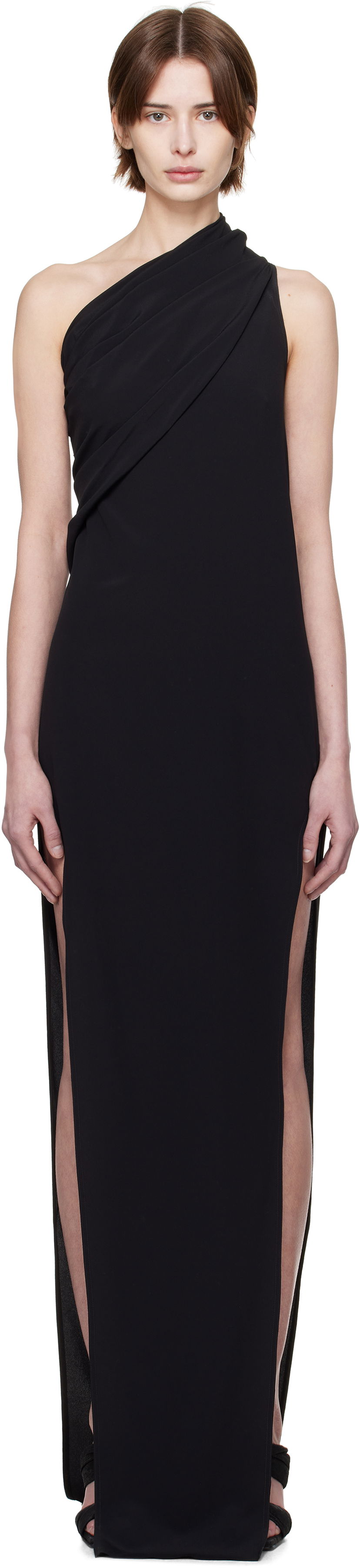 Klä Rick Owens Rick Owens Hollywood Athena Arrowhead One-Shoulder Maxi Dress Svart | RP01E7509 CC