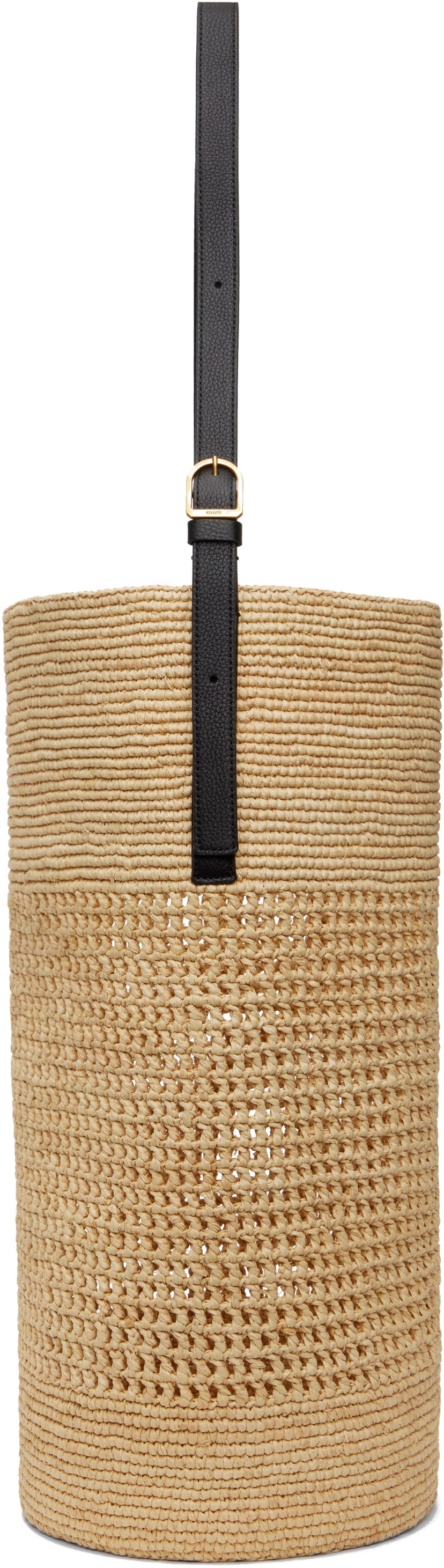 Tygpåse Khaite KHAITE Billie Raffia Bucket Tote Beige | H2047-727