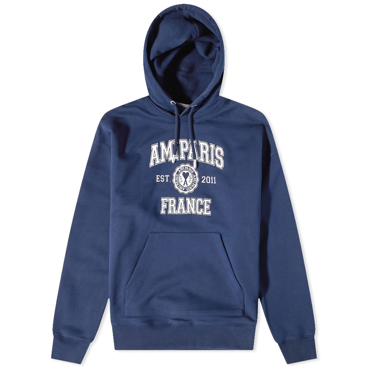 Sweatshirt AMI Paris Varsity Logo Popover Hoody Mörkblå | USW208-747-491, 0