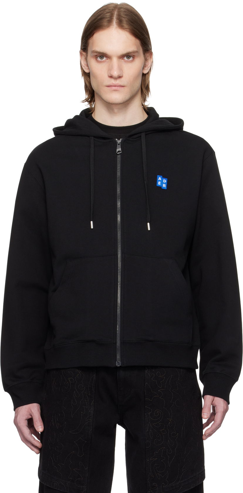 Sweatshirt ADER ERROR ADER error TRS Tag Zip-Up Hoodie Svart | BO42FYHD0401BK