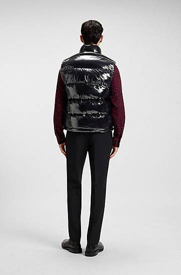 Väst BOSS Water-repellent Gloss Puffer Gilet Svart | 50547981, 1