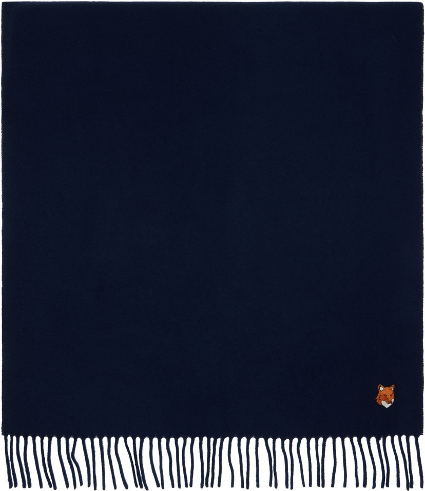 Halsduk MAISON KITSUNÉ Fox Head Scarf Mörkblå | PM06201BT3004