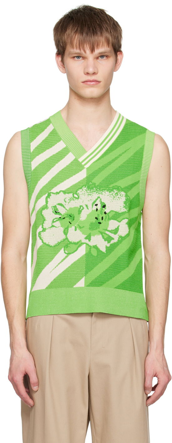 Sweater Feng Chen Wang Feng Chen Wang Floral Knit Vest Grön | FUS15KT07G
