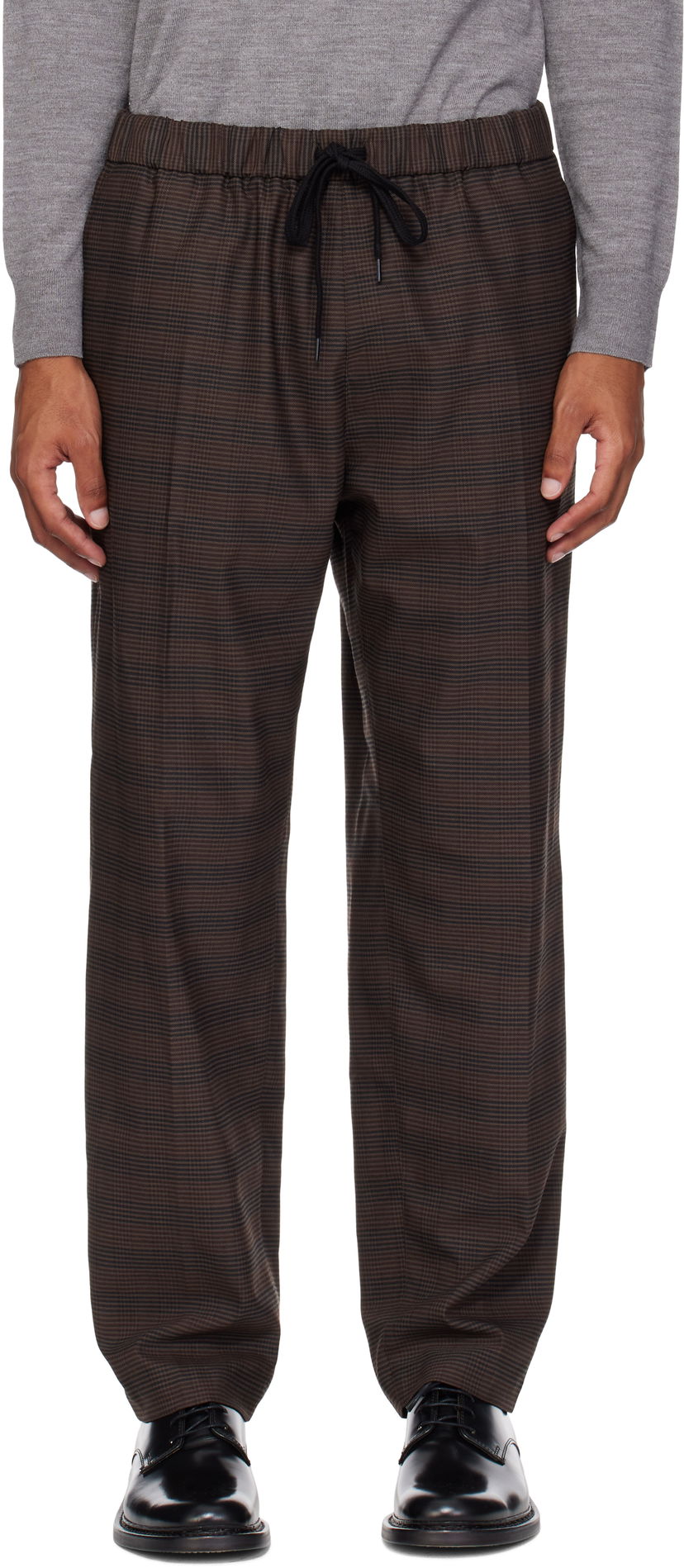 Byxor Maison Margiela MM6 Maison Margiela Relaxed-Fit Glen Plaid Trousers Brun | SH0KA0028 M35475