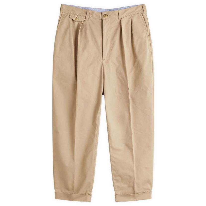 Byxor BEAMS Beams Plus 2 Pleat Chino Trousers, Size X-Large Beige | 3823-0097-874-24