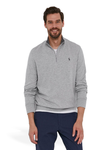 Sweatshirt Polo by Ralph Lauren Embroidered Logo 1/4 Zip Sweatshirt Grå | 710812963002
