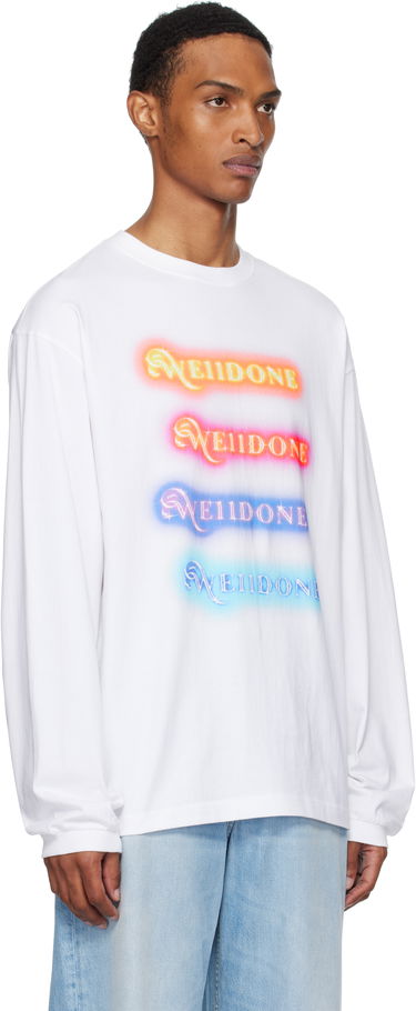 T-shirt We11done We11done Neon Logo Long Sleeve Tee Vit | WD-TT2-25-754-U-WH, 1