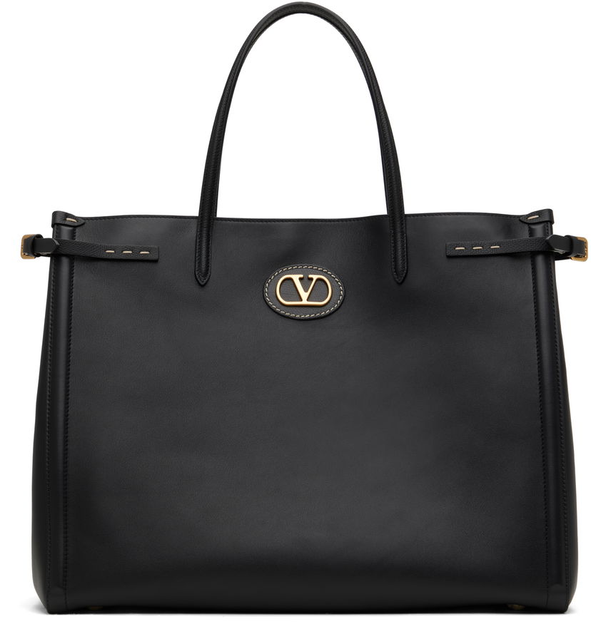 Tygpåse Valentino Valentino Garavani Antibes Medium Calfskin Tote Svart | 6Y2B0D15RBN