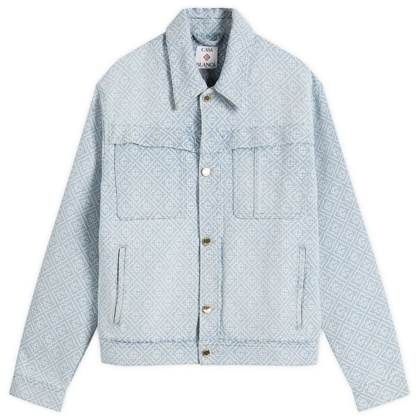 Jacka Casablanca Casablanca Monogram Denim Jacket, Size Large Blå | MPF25-JK-401-02