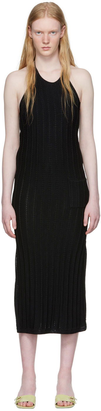 Klä GANNI Sleeveless Open Back Rayon Midi Dress Svart | K1754