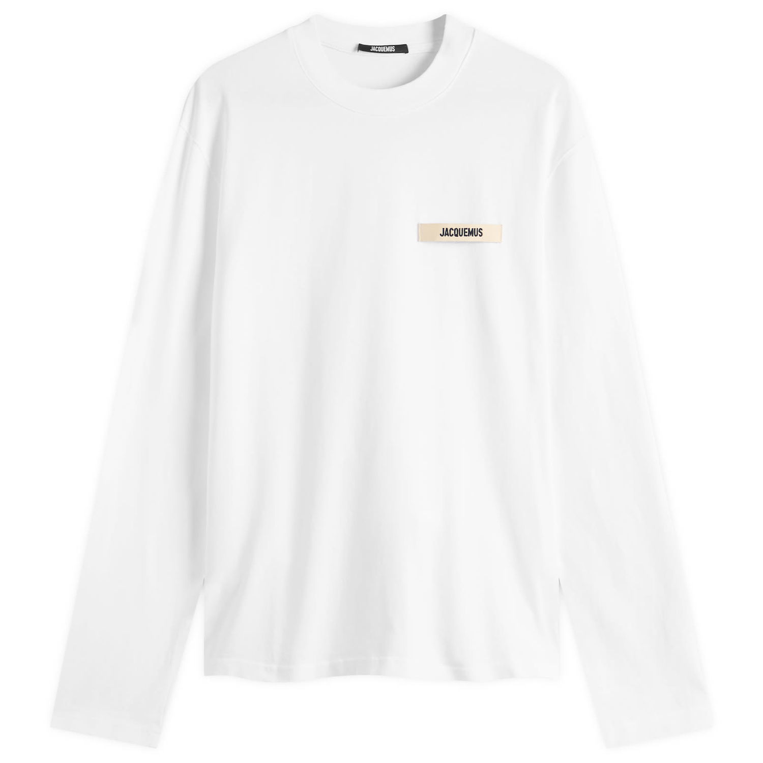 T-shirt Jacquemus Jacquemus Grosgrain Logo Long Sleeve T-Shirt, Size Large Vit | 25HTSM00570AJ00226-100, 1
