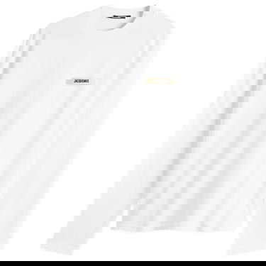 T-shirt Jacquemus Jacquemus Grosgrain Logo Long Sleeve T-Shirt, Size Large Vit | 25HTSM00570AJ00226-100, 1